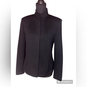 St. John Basic Santana  knit jacket SZ 6 VTG Black Shoulder Pads